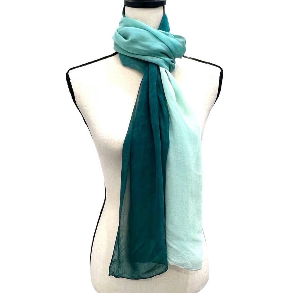 VINTAGE BAAR & BEARDS GREEN OMBRE DIP DYE OBLONG SCARF